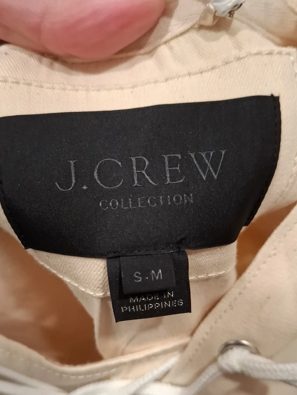 New J. Crew Collection Snap Button Tie Neck Hooded Poncho Size S/M (flaw)